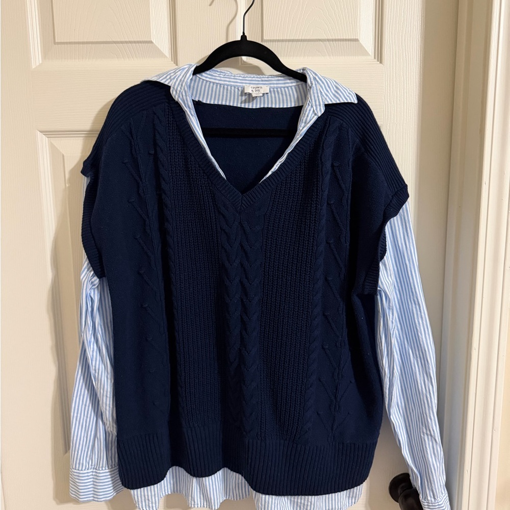 Crown & Ivy Navy Sweater Vest